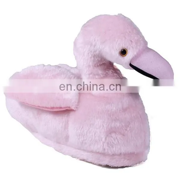 Winter Home Indoor Custom Pretty Pink Woman Stuffed Soft Plush Flamingo Slippers Shoes