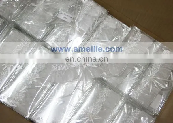 A-R8 Embroidery wedding bridal organza garter