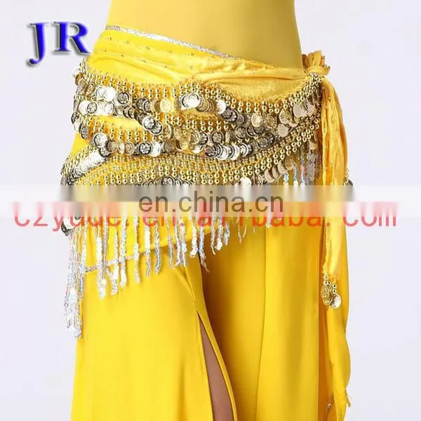 Egyptian style professional gold coins velvet belly dance hip scarf Y-2006#