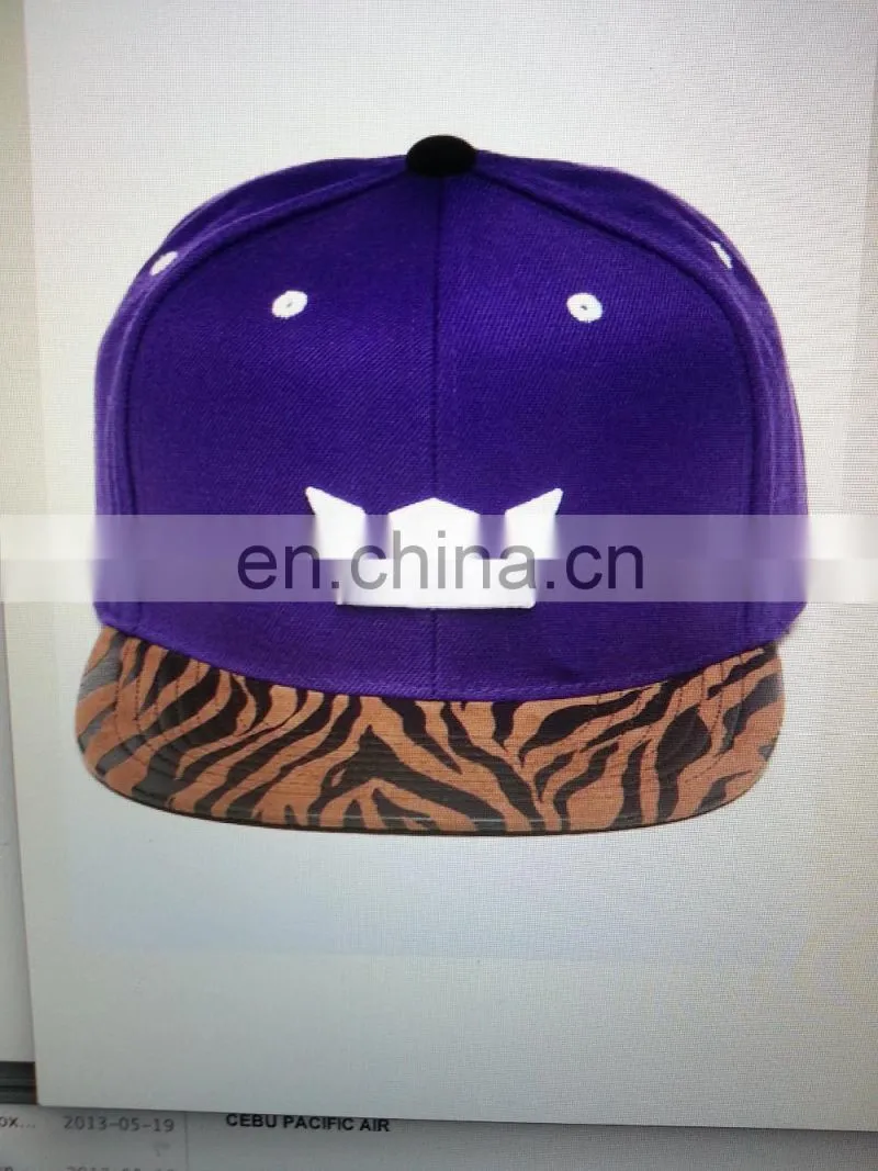 2016 custom 5 panel flat leopard 3D embroidered logo hats with factory direct supply