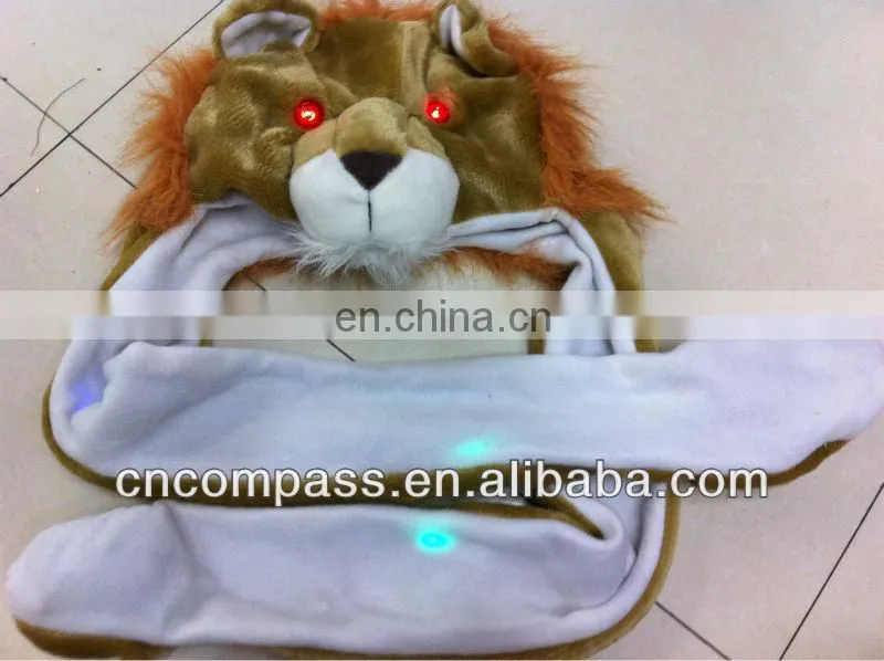 long style fluffy lion hat with led light