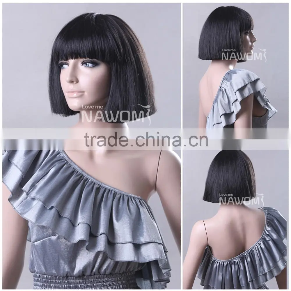 wig black short straight hair look fleeciness bobo head non-mainstream wig
