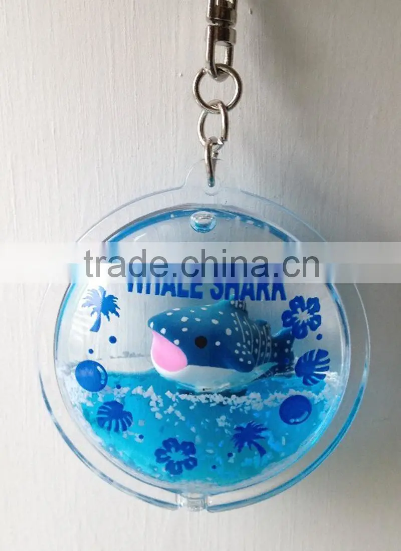 Plastic Round Shape Keychain, Acrylic Fish Inside Keychain