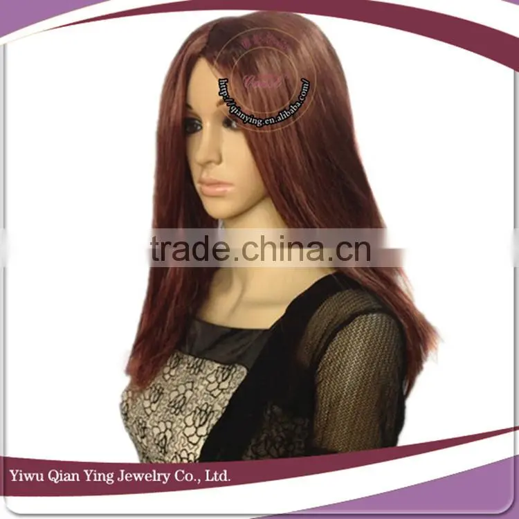 cheap wholesale chocolate color straight synthetic fiber party wigs