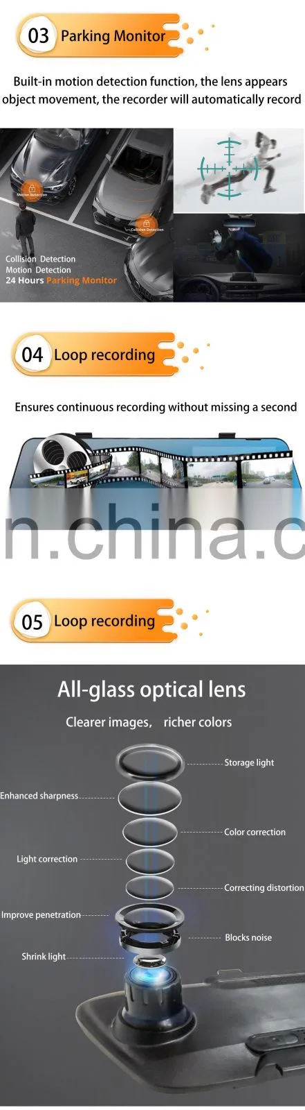 Factory Customization Hd Car dual Camera Recorder Rearview Mirror Dvr Dash Cam