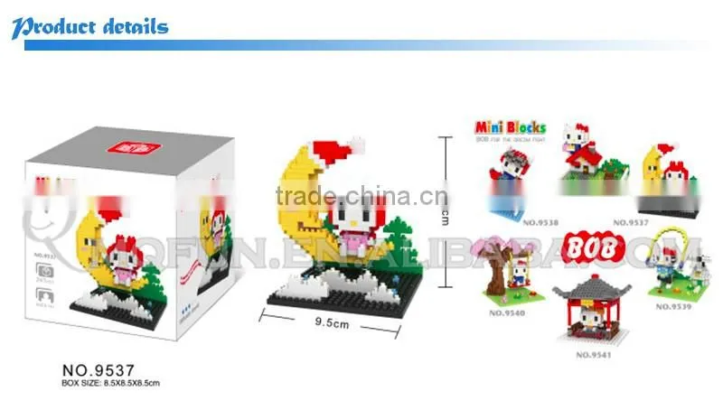 Mini Qute BOB 6 styles kawaii 3D hello kitty moon plastic kids figures diamond building blocks brick model educational toy