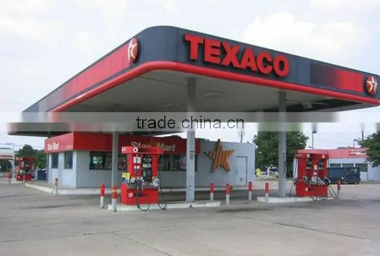 Low price steel space frame structure gas station canopy