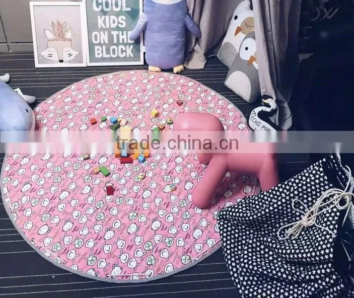Fashion Cartoon Kids Toys Organizer Portable Children Baby Play Mat With Sides