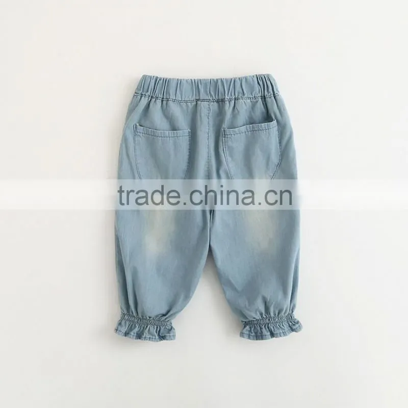 Wholesale Baby Girl Clothes 2016 New Summer Girl Jeans Lovely Little Girl Flower embroidery Jeans