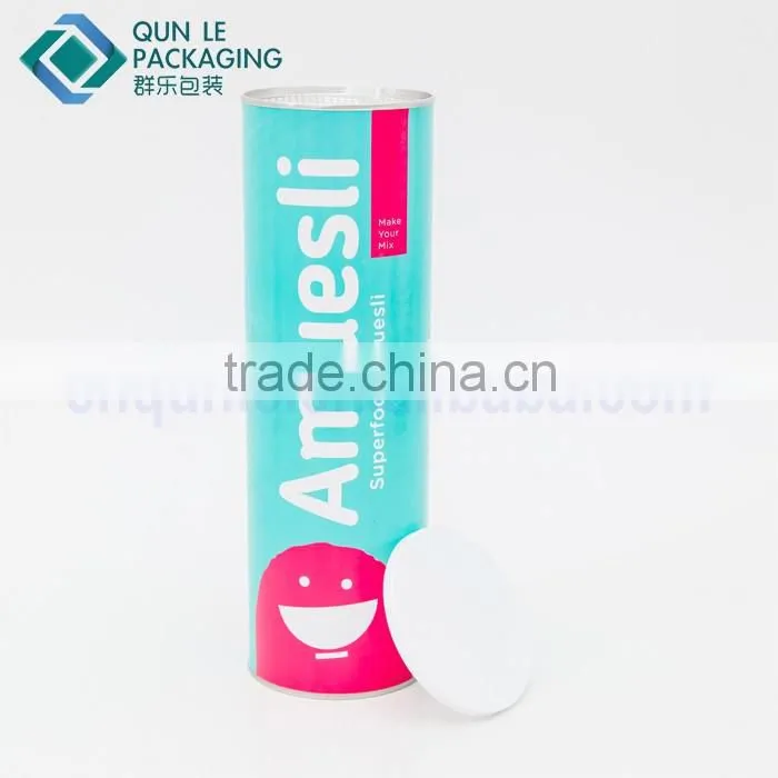 Custom Round Shaped Rigid Mixed Cereals Paper Can