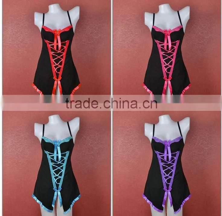 Hot novel sexy lacy cup special cross tied design bow lingerie 5101