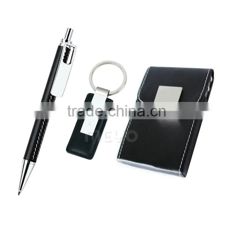 ID card holder with locker key ring clip metal pen ballpoint for business gift