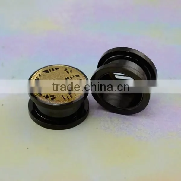 TP011436 Hot fashion piercing surgical steel black lotus ear plugs in body jewelry