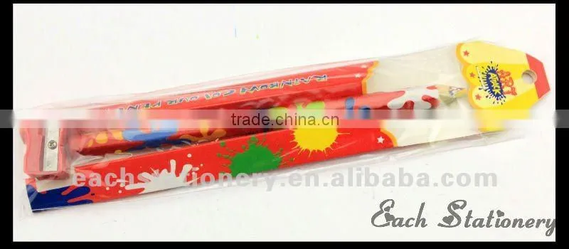 hotsales 7inches thick mixed colored lead heat transfer printing pencil with sharpener