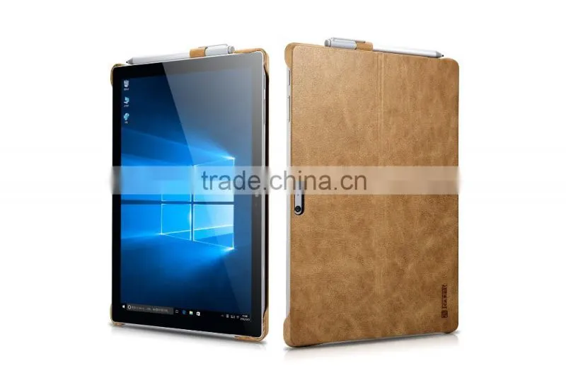 Icarer Luxury Genuine Leather Ultrathin Holder Back cover for Surface Pro 4