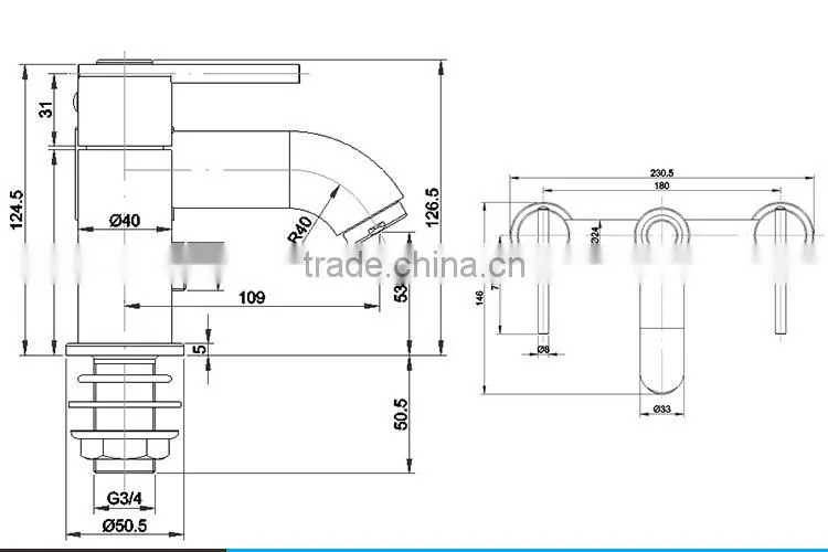 2015 Best Selling Bathtub Faucet Tap With Dual Handle