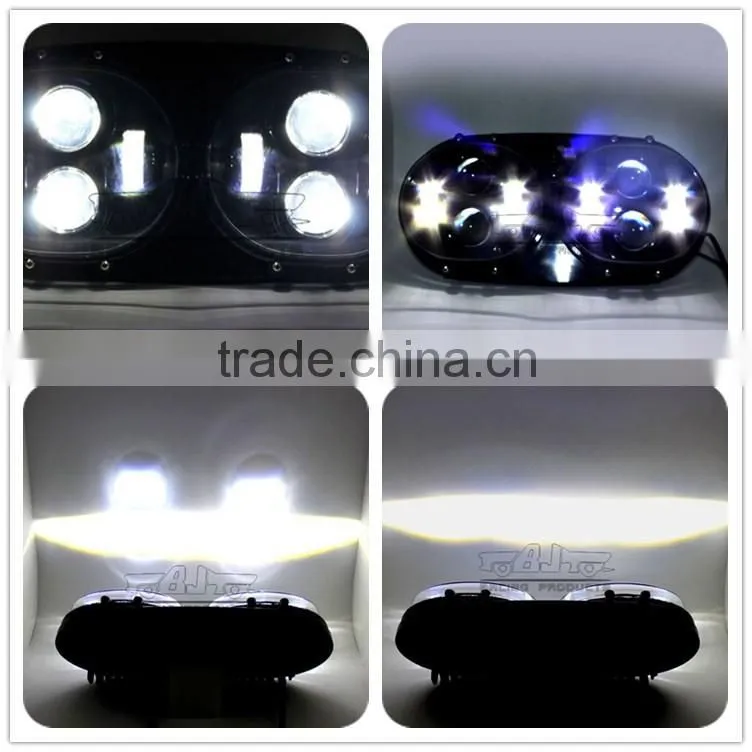 BJ-HL-018 Waterproof Ultra Bright Aluminum Housing Clear PC Lens Black LED Motorcycle Headlight