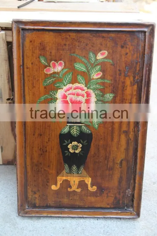antique Chinese painted wood picture board