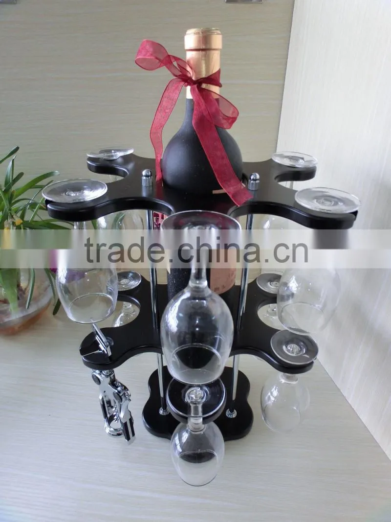 luxury wooden wine rack bar rack glass metal in the middle red wine rack gift wine rack