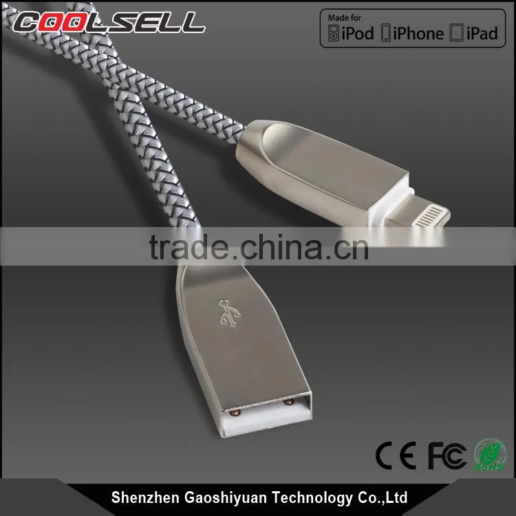 MFi certified cable nylon complex braided zinc alloy 8pin USB cable for Apple with MFi approval for iPhone7/7plus