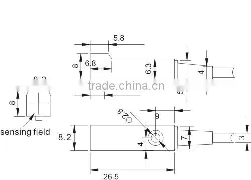 F3N Series Small Rectangle Proximity Sensors, IP 67, Dual LED, Can Be Customized 5VDC Inductance Proximity Switch