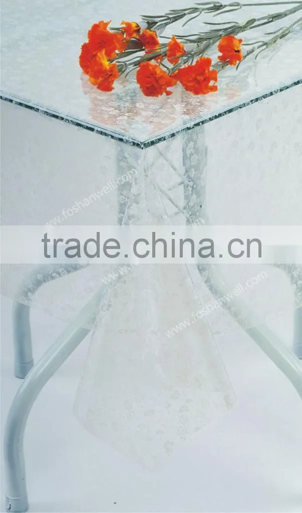 PVC table cloth 0.07mm to 0.2mm thickness with different design wedding table cloth sequins table cloth