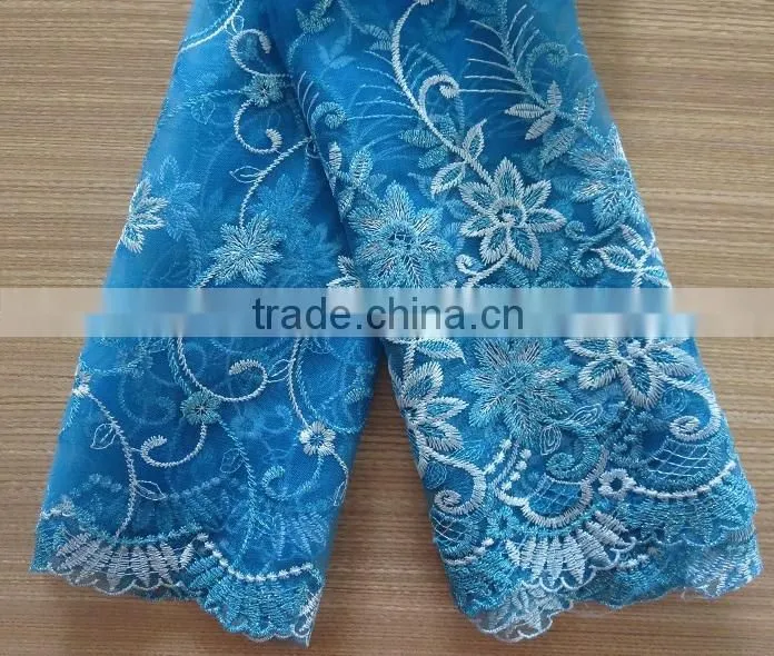 2015 new design embroidered lace fabric for wholesale
