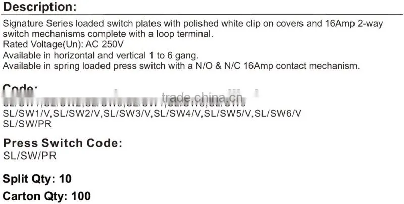 Signature Series 1 Gang Loaded Switch