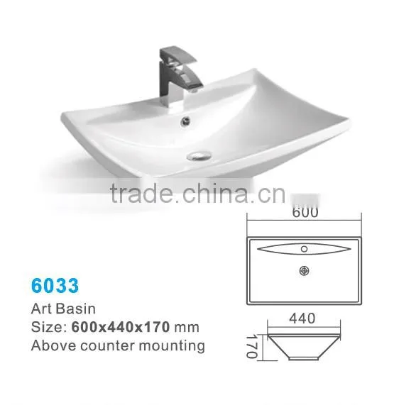 Make in China Ceramic Sinks Bathroom Above Counter Mounting Art Basin