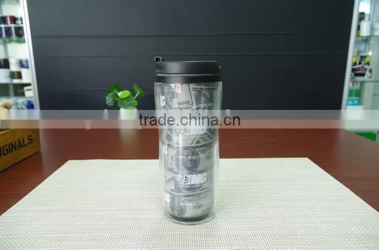 custom logo double wall plastic color changing magic coffee pp tumbler