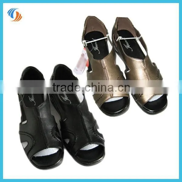 Women Summer PU Shoes Sandals Black/Gold Air Cushioned