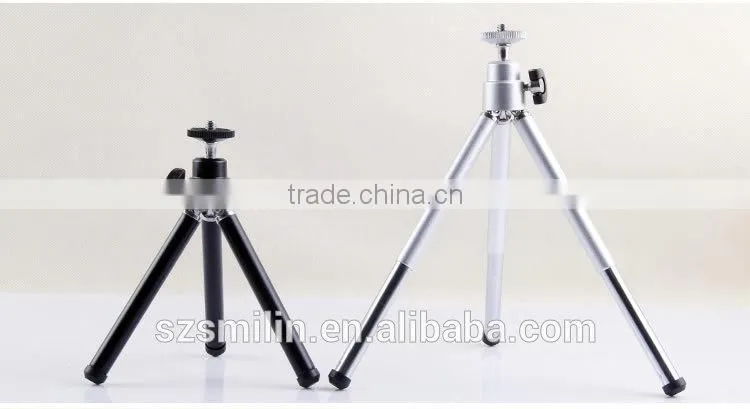 No patent 2 sections extendable Mini Aluminum Tripod Stand with metal mount adapter for Apple iPhone 6 Plus,Samsung Note,HTC