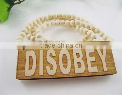 DISOBEY pendant necklace, wooden jewelry