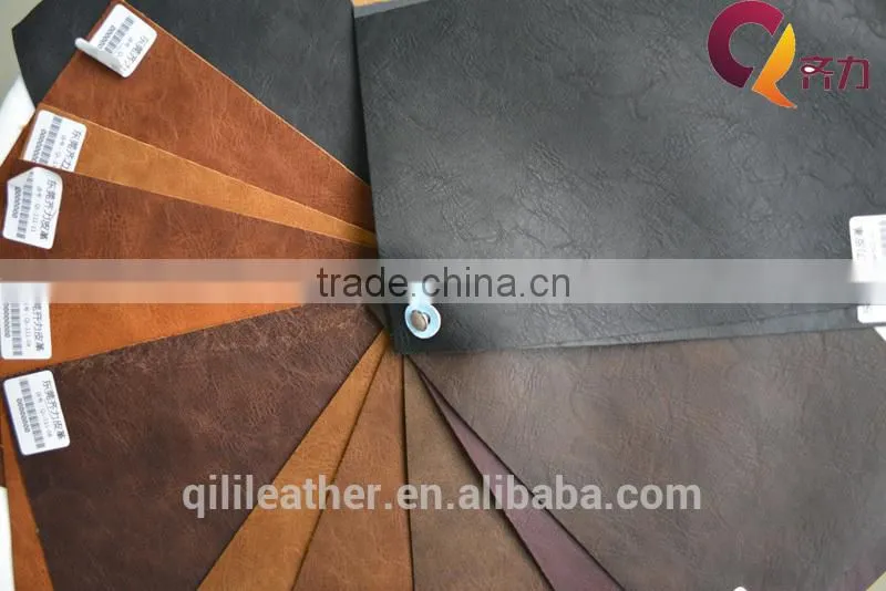 QILI 2014 crazy-horse with waxy feeling 100%PU Leather for shoes, boots