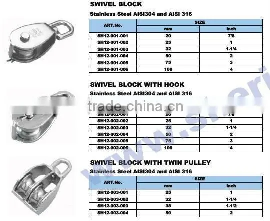 Stainless Steel Single Pulley Block