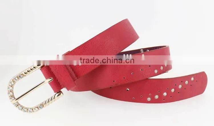 Women's fashion rhinestone studded belt with shiny gold rhinestone buckles in yiwu