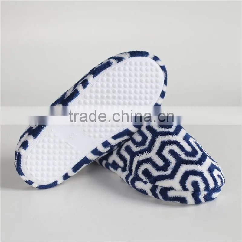 lady jacquard weave coral fleece indoor slipper
