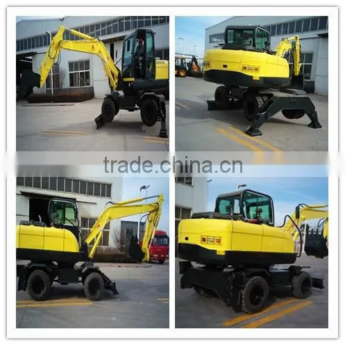 China fmous brand mini wheel excavator mini wheel excavator with, joystick,hammer and A/C