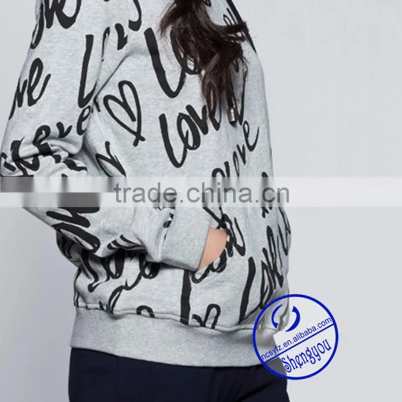 High quality custom women full printed hoodies