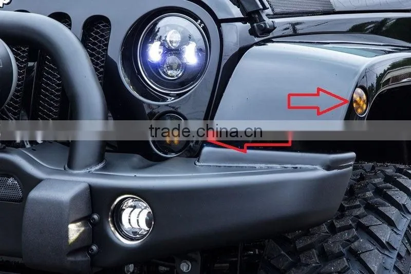 07-15 Jeep Wrangler USA Front Signal Lights Smoke led lights front turn signal lenses-Amber led signal light