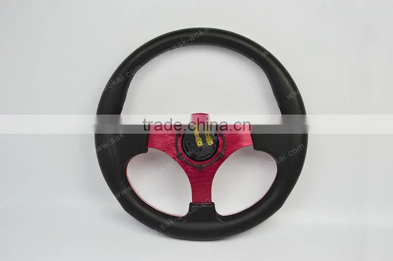 Red 13 inch Racing Car Game Steering Wheel PU Flat