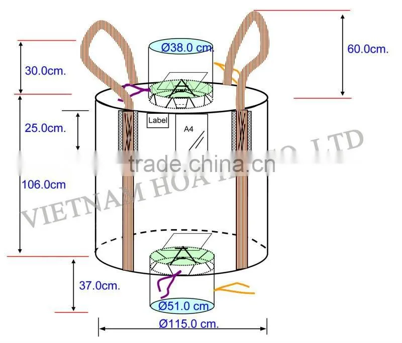 1000kg container bag, jumbo bag, ton bag, super bag, 1 ton FIBC bulk bag, super bag vietnam, container sacks
