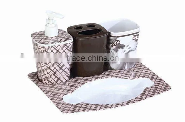 Fancy design indoor decoration 4pcs melamine kids bathroom set