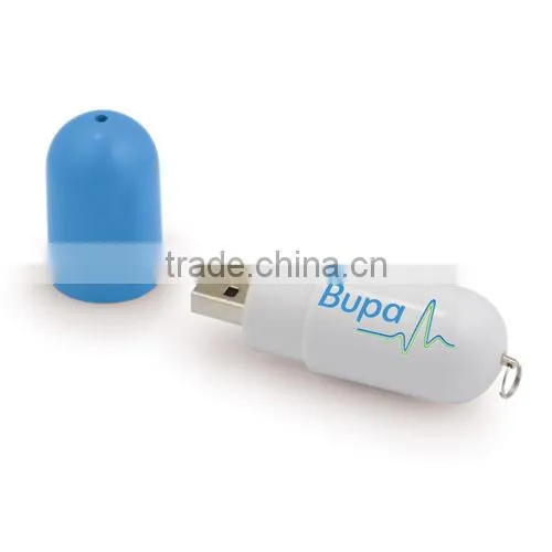 Medicine promotional gift plastic material personalized logo brand printing pill shaped usb flash memory pen drive