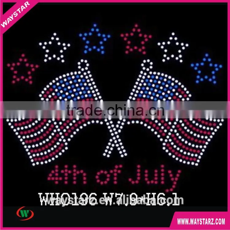 4TH Of July Rhinestones Iron On Clothes Transfers