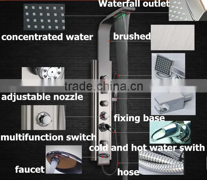 China supplier LED 304 stainless steel column set shower panel Y-002