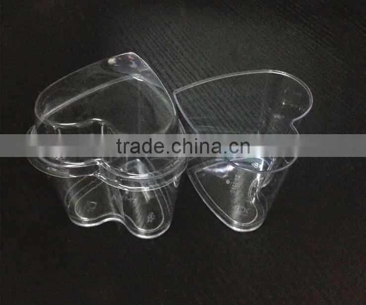 4.5oz heart-shaped ice cream yogurt Tiramisu Mousse Cake plastic cup PS plastic cup with lid