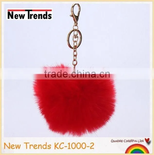 Solid colors 12 cm rabbit fur ball key chain