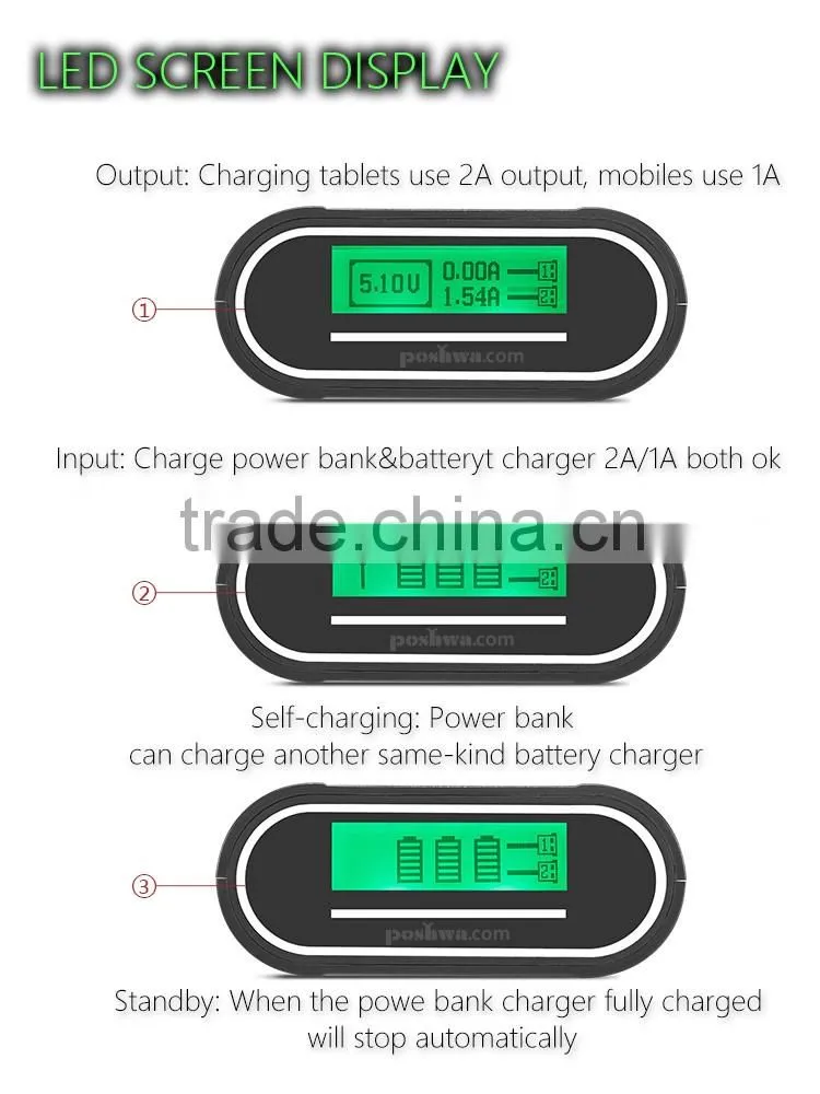 10400mah battery removable power bank and replaceable-battery power charger for moible and tablet 3.1A 2.1A 1A