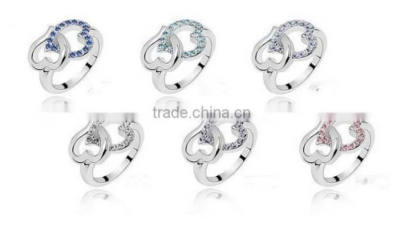 Fashion Women Lady Heart Shaped Wedding Engagement Zircon Ring Jewelry